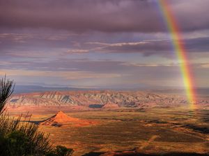 Preview wallpaper desert, rainbow, after a rain