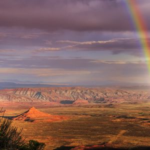 Preview wallpaper desert, rainbow, after a rain