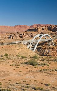 Preview wallpaper desert, road, bridge, canyons