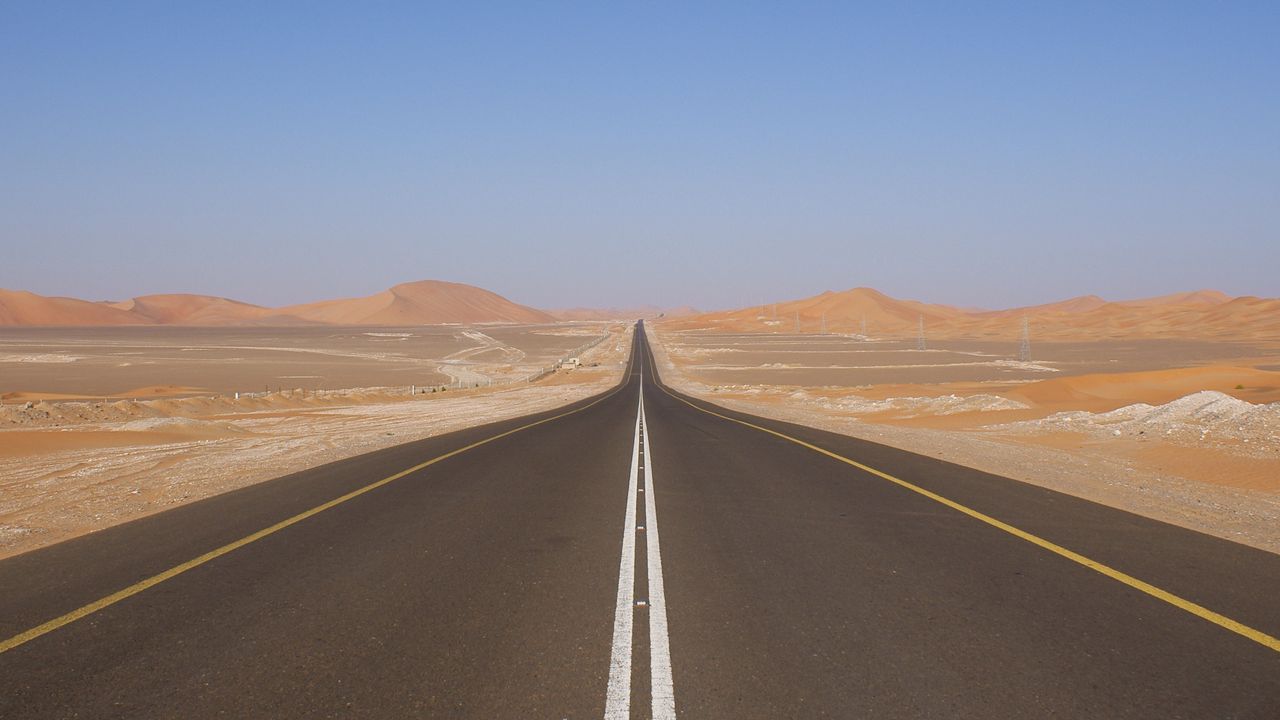 Wallpaper desert, road, marking