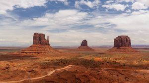 Preview wallpaper desert, road, rock, prairies