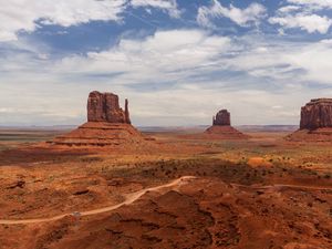 Preview wallpaper desert, road, rock, prairies