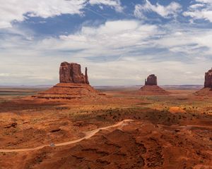 Preview wallpaper desert, road, rock, prairies