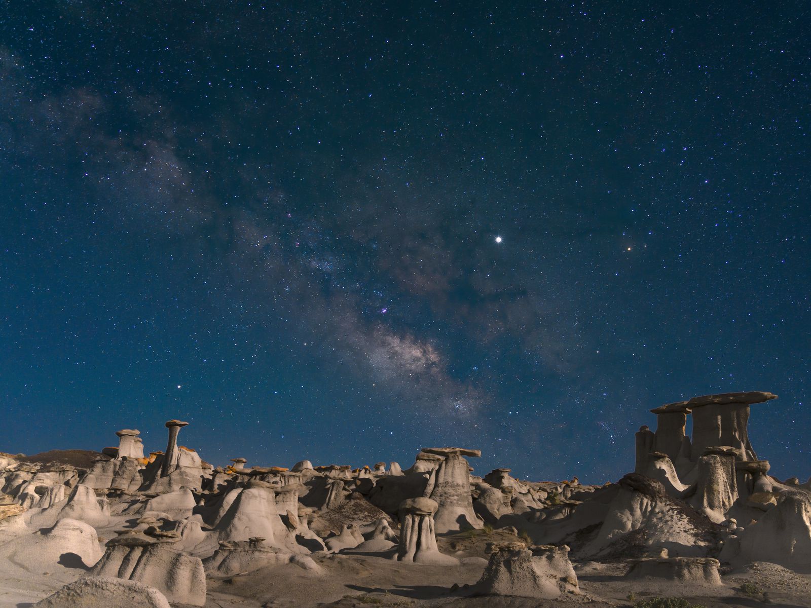 Download Wallpaper X Desert Rocks Landscape Starry Sky Night Standard Hd Background