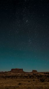 Preview wallpaper desert, rocks, stars, sky, night, dark