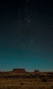 Preview wallpaper desert, rocks, stars, sky, night, dark