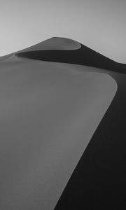 Preview wallpaper desert, sand, bw, dunes, winding