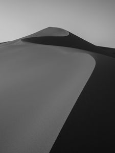 Preview wallpaper desert, sand, bw, dunes, winding