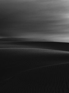 Preview wallpaper desert, sand, bw, wavy, waves