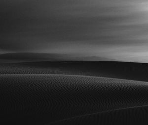 Preview wallpaper desert, sand, bw, wavy, waves