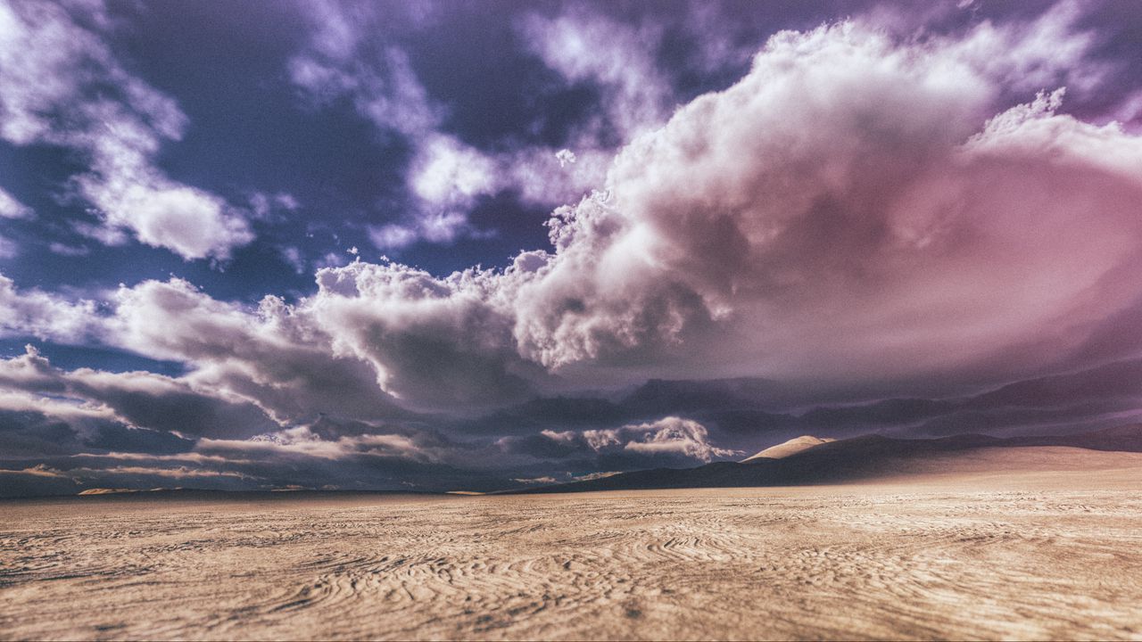Wallpaper desert, sand, clouds