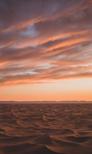 Preview wallpaper desert, sand, clouds, horizon, dusk