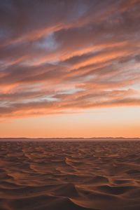 Preview wallpaper desert, sand, clouds, horizon, dusk