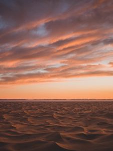 Preview wallpaper desert, sand, clouds, horizon, dusk