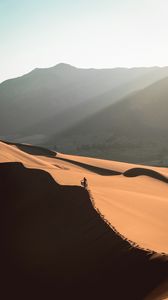 Preview wallpaper desert, sand, dune, man, traces