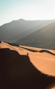 Preview wallpaper desert, sand, dune, man, traces