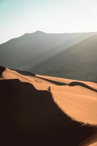 Preview wallpaper desert, sand, dune, man, traces