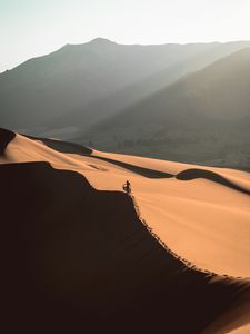 Preview wallpaper desert, sand, dune, man, traces