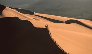 Preview wallpaper desert, sand, dune, man, traces