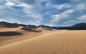 Preview wallpaper desert, sand, dunes, clouds, nature
