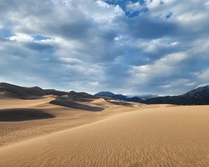 Preview wallpaper desert, sand, dunes, clouds, nature