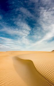 Preview wallpaper desert, sand, dunes, wavy, sky