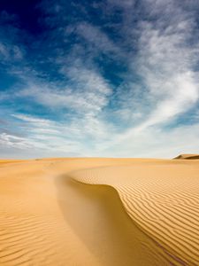 Preview wallpaper desert, sand, dunes, wavy, sky