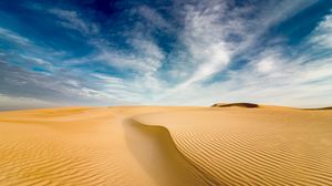 Preview wallpaper desert, sand, dunes, wavy, sky