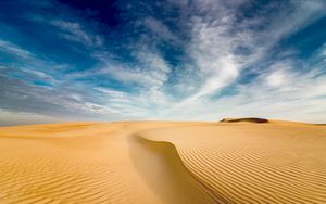 Preview wallpaper desert, sand, dunes, wavy, sky