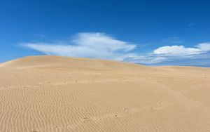 Preview wallpaper desert, sand, dunes, wavy, trace, sky