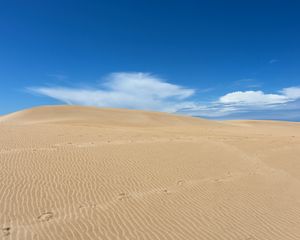 Preview wallpaper desert, sand, dunes, wavy, trace, sky