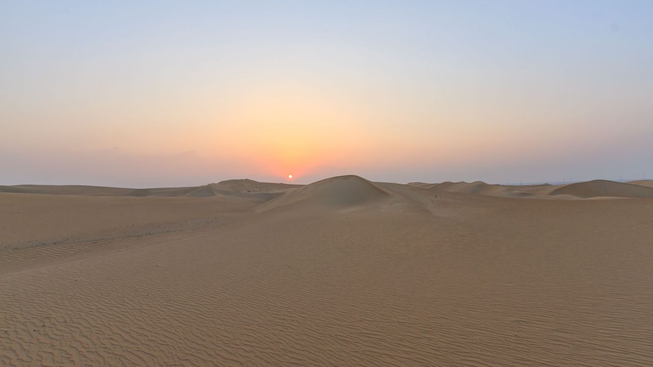 Wallpaper desert, sand, dunes, sun, sunset