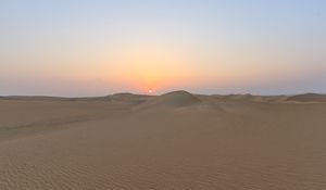 Preview wallpaper desert, sand, dunes, sun, sunset