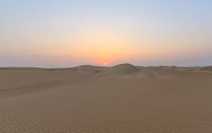 Preview wallpaper desert, sand, dunes, sun, sunset