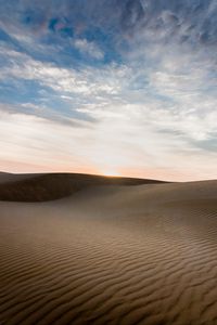 Preview wallpaper desert, sand, dunes, waves, twilight, landscape