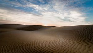 Preview wallpaper desert, sand, dunes, waves, twilight, landscape