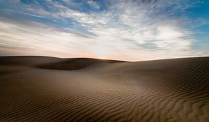 Preview wallpaper desert, sand, dunes, waves, twilight, landscape