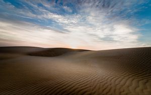 Preview wallpaper desert, sand, dunes, waves, twilight, landscape