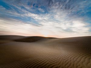 Preview wallpaper desert, sand, dunes, waves, twilight, landscape