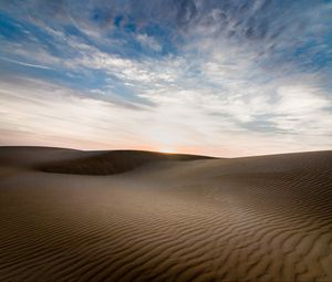 Preview wallpaper desert, sand, dunes, waves, twilight, landscape