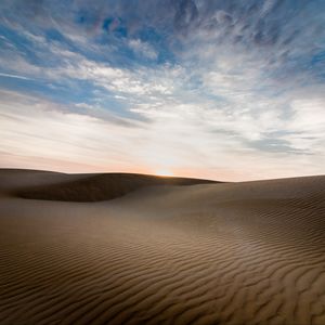 Preview wallpaper desert, sand, dunes, waves, twilight, landscape