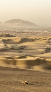Preview wallpaper desert, sand, dunes, car