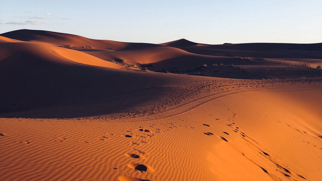 Wallpaper desert, sand, footprint, morocco