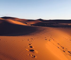 Preview wallpaper desert, sand, footprint, morocco