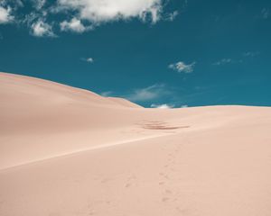 Preview wallpaper desert, sand, footprints, cloud