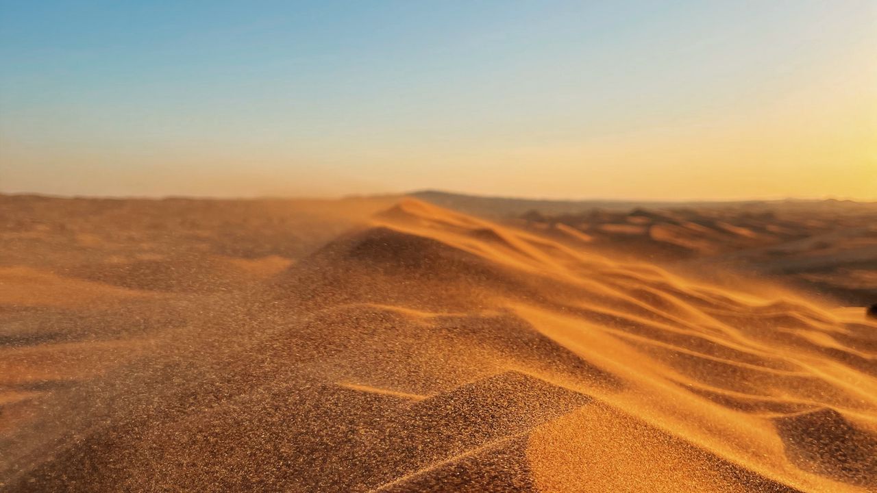 Wallpaper desert, sand, hills, horizon