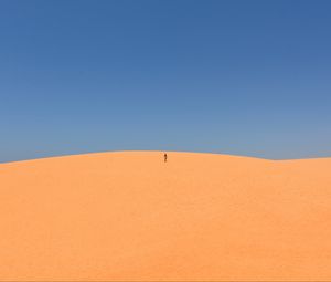 Preview wallpaper desert, sand, man, hill, sky, clean