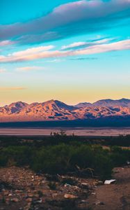 Preview wallpaper desert, sand, sky, clouds, mountains, las vegas, united states