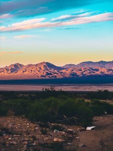 Preview wallpaper desert, sand, sky, clouds, mountains, las vegas, united states