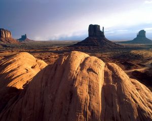 Preview wallpaper desert, sand, stones, canyon, blocks